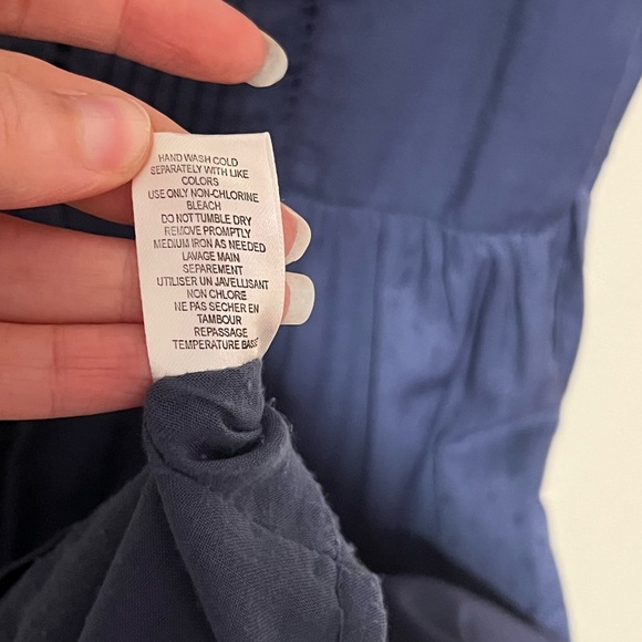 Anthropologie 4 Moulinette Soeurs Navy Pintuck Dotted Sleeveless Fit & Flare - Picture 7 of 9